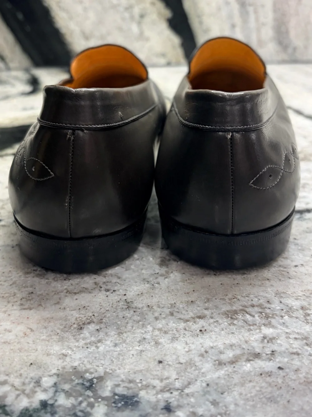 Testoni Tassel Loafers Gray Olive Leather Italy Men’s 9.5 D Handmade